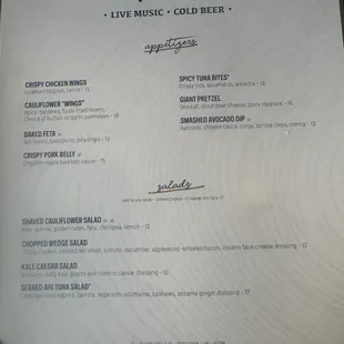 First of 2 basic menu pages