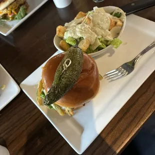 Texas heat burger and ceaser salad