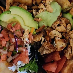 Chicken taco salad. Bomb as hell. Served in a donut box. 11 outa 10.
