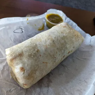 Bacon breakfast burrito, huge!