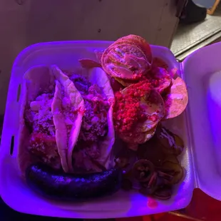 ows a container of food