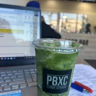 Fresh cucumber, kale, spinach, and pineapple drink!