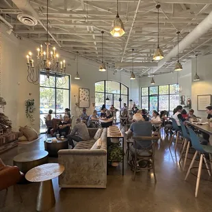 Beautiful interior. Packed on a weekday morning around 10:30am