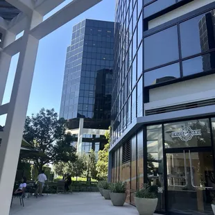 entrance and outdoor seating