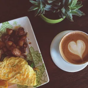 veggie omelette &amp; almond milk latte