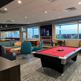 Lobby with pool table and board games