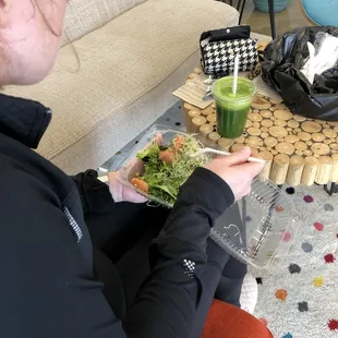 Green Juice and Salmon Poke