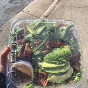 Spinach salad + bacon + avocado + Asian Toasted Sesame