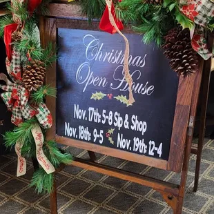 Christmas Open House runs through tomorrow, Sunday,  Nov.19th, 2023, from Noon - 4:00 p.m.