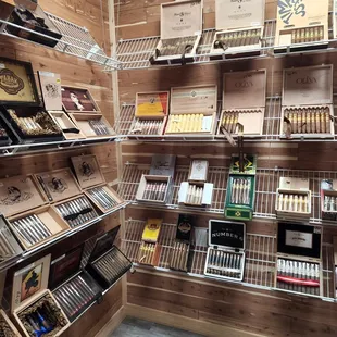shelves of cigars and cigars