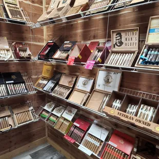 shelves of cigars and cigars