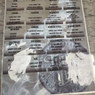 a menu for a restaurant