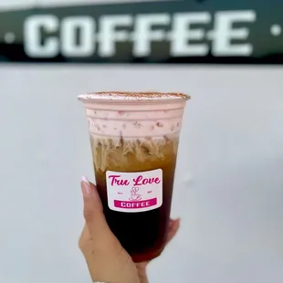 BSC cold brew with PINK vanilla cold foam