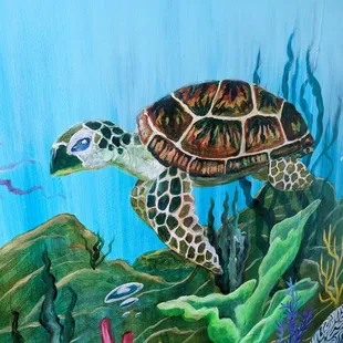 Mural at the pickup counter.