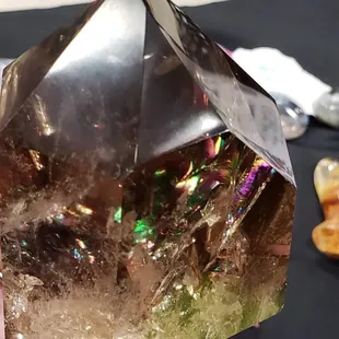 Gorgeous rainbows in smoky quartz