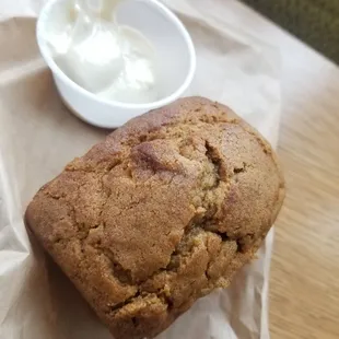 Pumpkin bread with cream cheese frosting