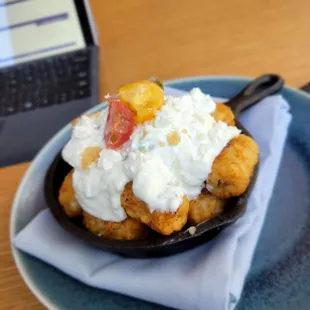 Mediterranean tots (feta and tzaziki sauce)