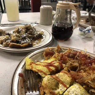 two plates of food on a table