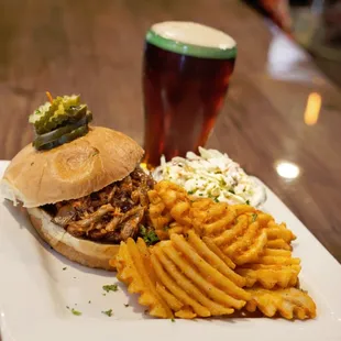 Our Pulled Pork Sandwich &amp; Beer!