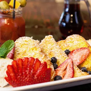 Truckstop Coconut Crusted American Toast with Blueberries, Strawberries &amp; Cream!