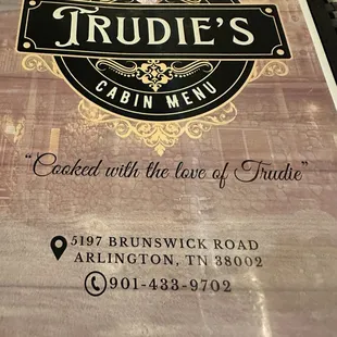Front of menu