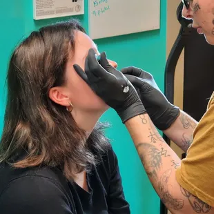 Nose piercing by Bee