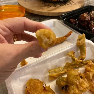 Shrimp Tempura (3) and Vegetable Tempura but really just Tempura (could not see or taste shrimp)