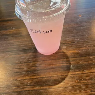 Homemade lemonade with violet syrup
