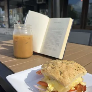 a breakfast sandwich on a plate