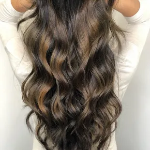 Hair by Emma. hairbyemma916 at True Image. From all back to browns and caramels bolayage.
