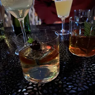 Mai o Mai front To the right is the In the Pines ? Behind is the brown butter something. And left is the mezcal drink.