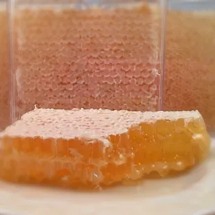 a piece of honey on a plate