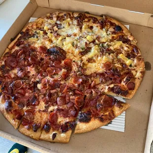 Half Orion Pizza and Half West Pizza