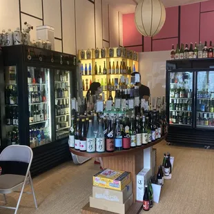 a wine shop with a variety of bottles