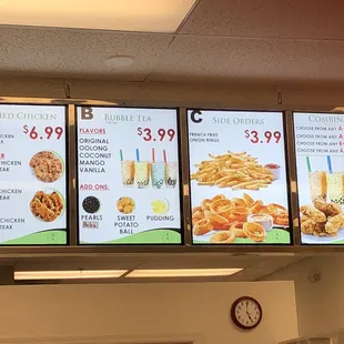 Menu options