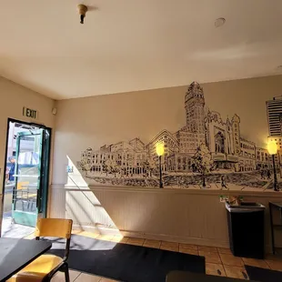 Local artwork painted directly on the wall