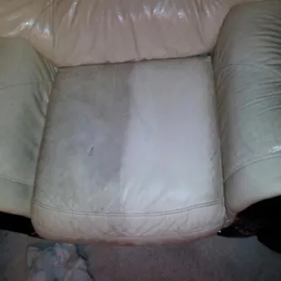 Mid-cleaning results with solvent and conditoner