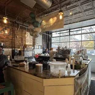 a man sitting at the counter