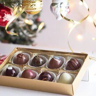 a christmas tree in the background