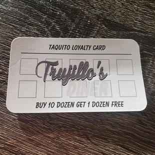 a taquito loyalty card