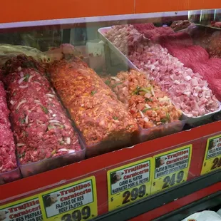 a variety of meats