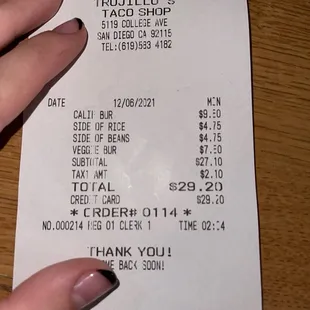 the receipt
