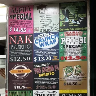 Burrito menu