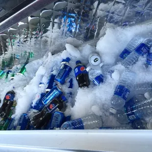 Wash it Down. Monster, water, RC, Sprite &amp; Pepsi.