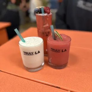 pina colada, berry bramble, prickly pear guava margarita