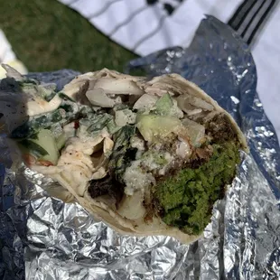 Inside Deluxe Falafel Wrap