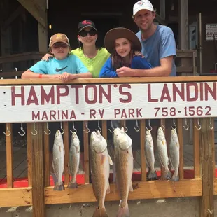 28- and 29-inch reds, 5 speckled trout, 4 humans.  Great time!