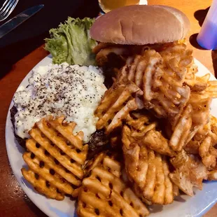 Black &amp; Blue is amazingly delicious and Waffle Fries are the bomb.