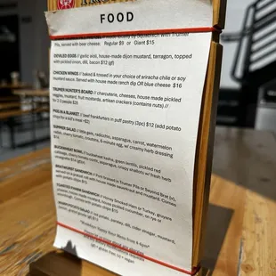 Food menu