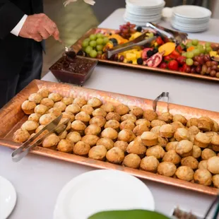 Fruit platter and apricot-cardamon muffins